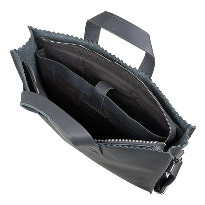 Black handbag with a zipper on a white background